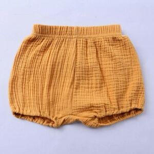 Baby Boy Girl Mustard Crinkled Muslin Bloomer Short Cotton Gauze Diaper Cover